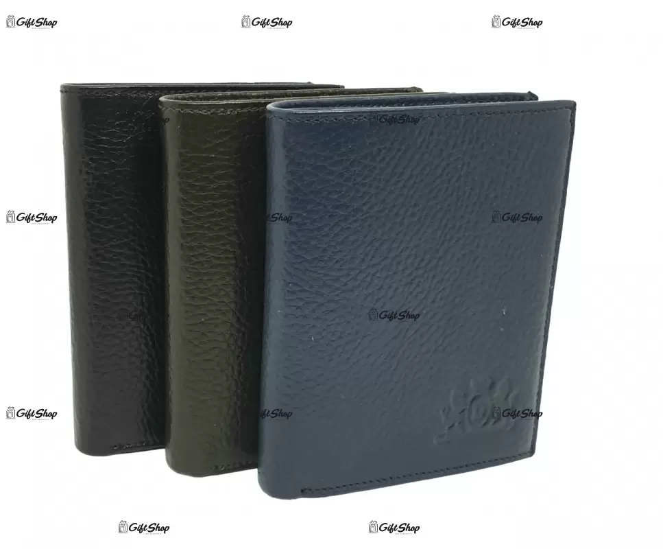 Portofel piele barbati, model desisan black e